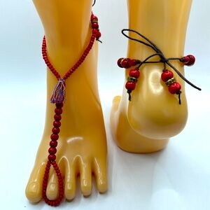 Wooden bead, barefoot sandals